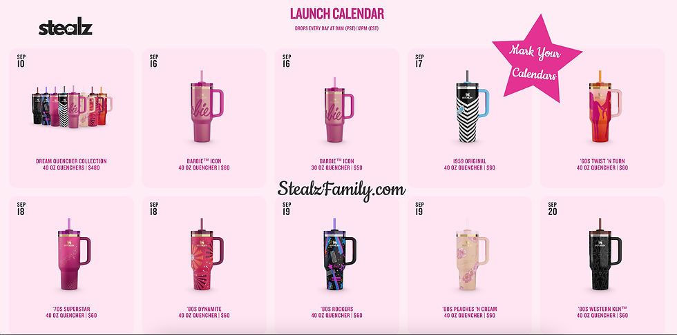 Barbie Stanley Tumblers Drop Calendar