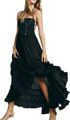 R.Vivimos Women's Summer Cotton Sexy Backless Long Dresses