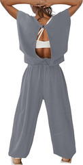 back of Wide Leg Sweatsuit 