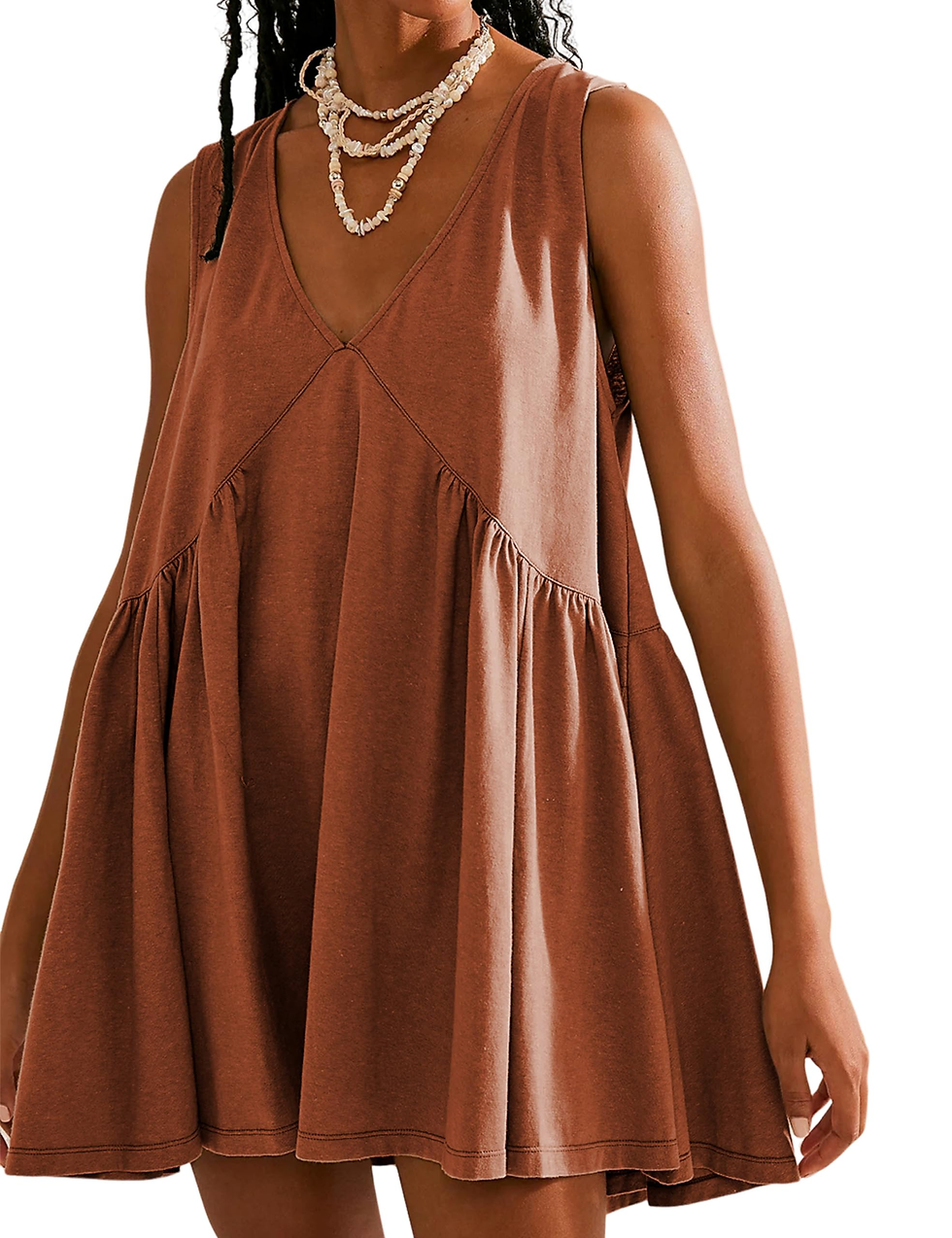 Womens Summer Sleeveless Mini Dress Casual Loose V Neck Sundress with Pockets
