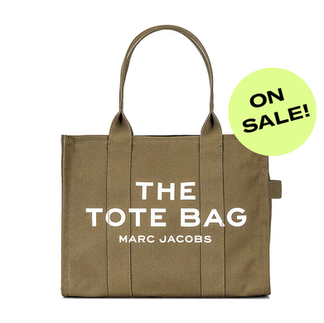 The large tote by Marc Jacob’s is on sale in green