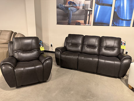 Flexsteel Chocolate Leather Sofa and Loveseat