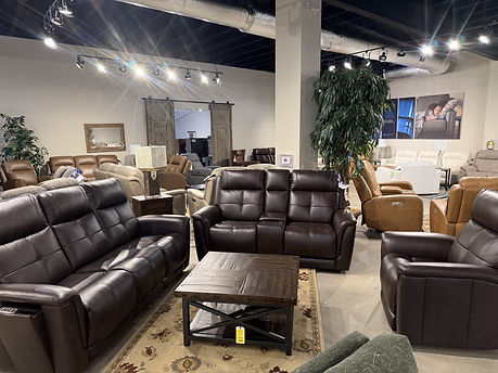 Flexsteel Cattle Leather Dyed Dark Brown Power Sofa Loveseat Recliner
