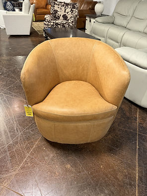 Sherbet Leather Roundish Hobbit Sized Swivel Chair