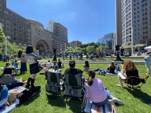Boston Music Project Block Party with Josiah Quincy Elementary School students on the Rose Kennedy Greenway in Boston