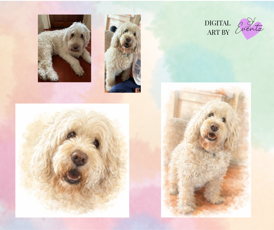 Thumbnail: A4 Watercolour Style Pet Portrait (DIGITAL IMAGE ONLY)