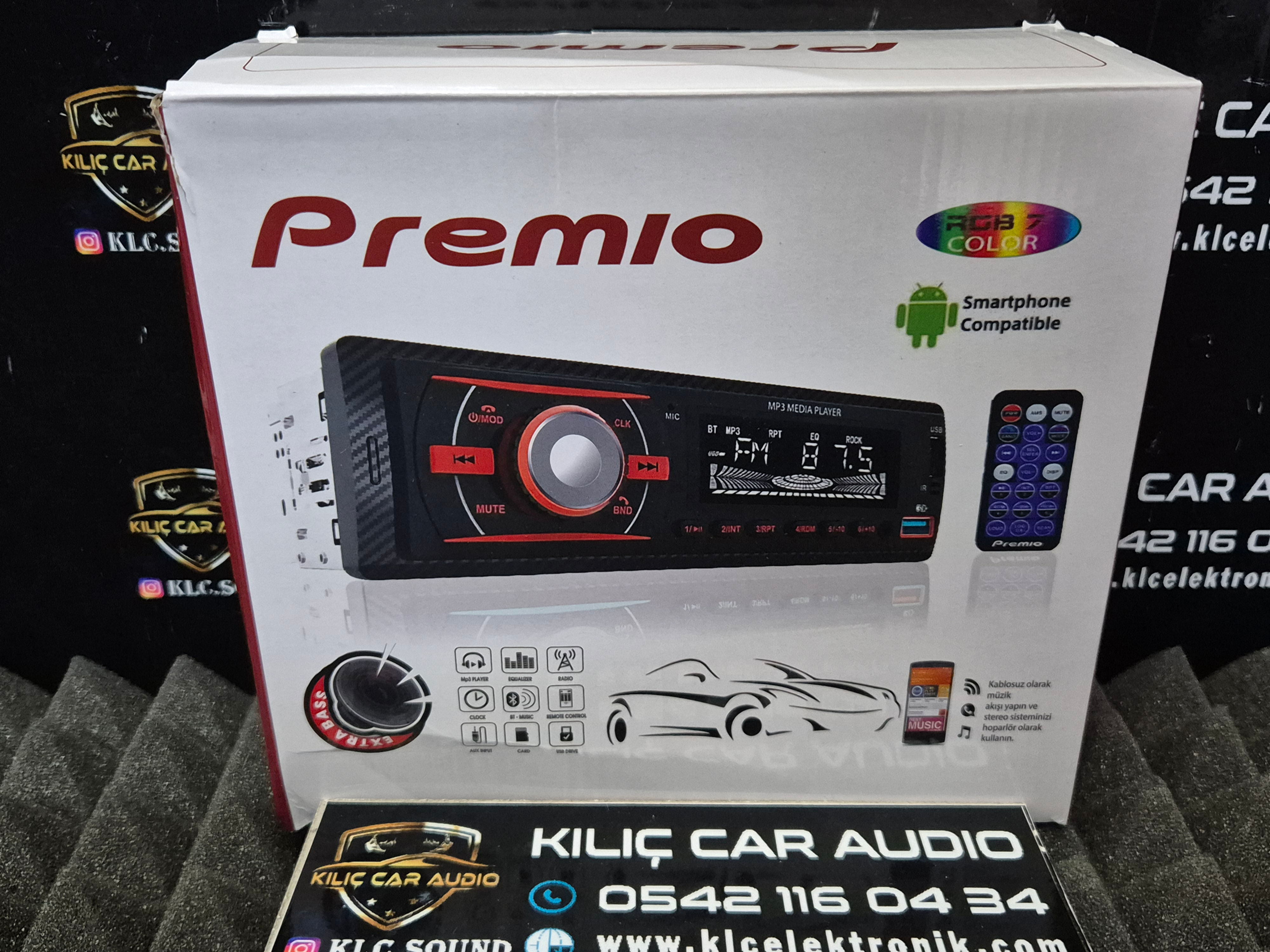 PREMİO OTO TEYP İKİ AMFİ ÇIKIŞLI USB BT AUX