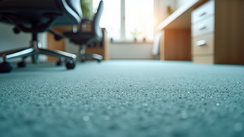 Eye-level view of a clean office carpet after professional cleaning