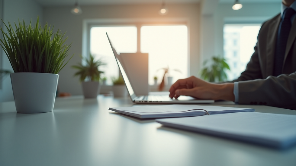 Eye-level view of a clean and organized office desk