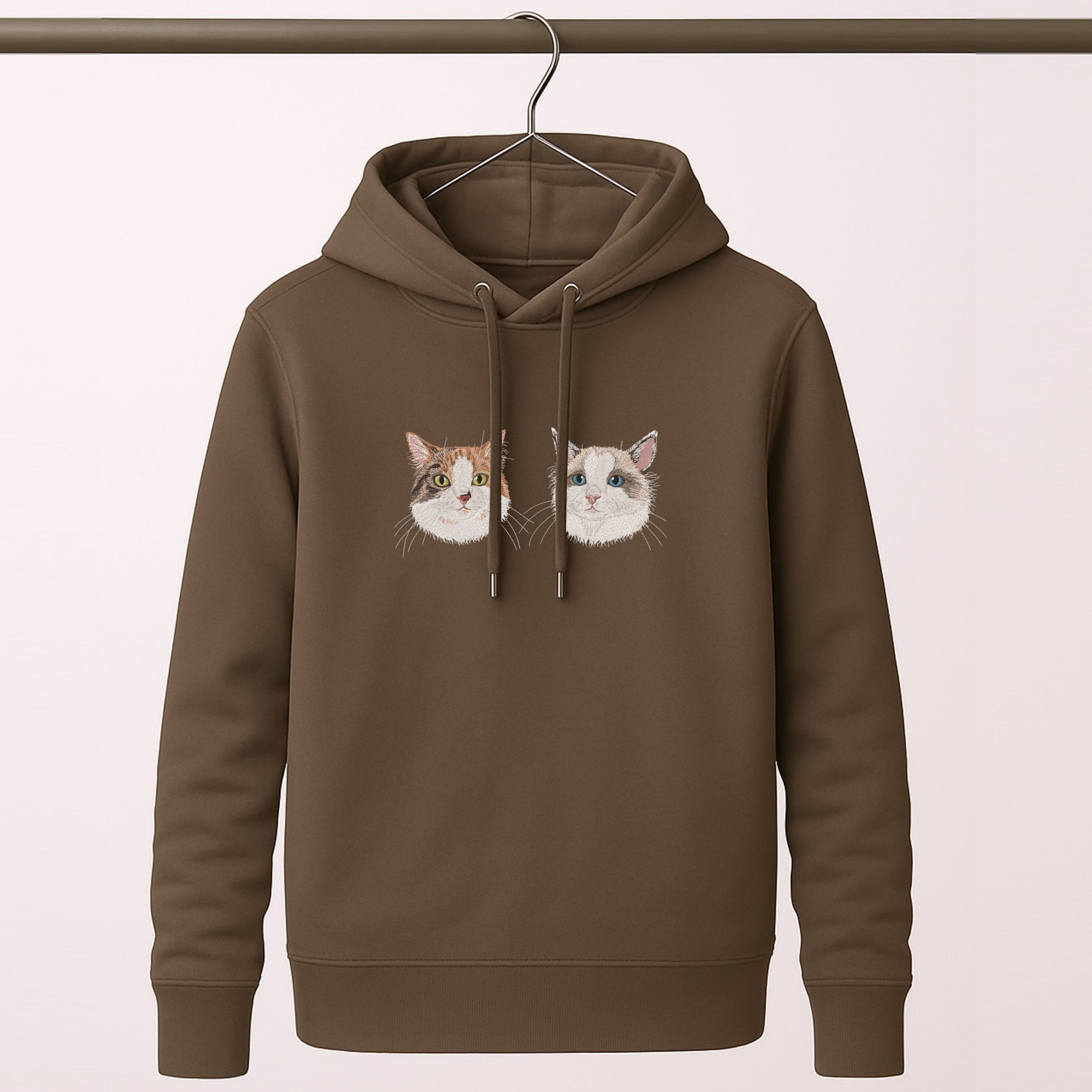 Haft personalizowany ze zdjęcia zwierzaka - dwa pyszczki - bluza z kapturem