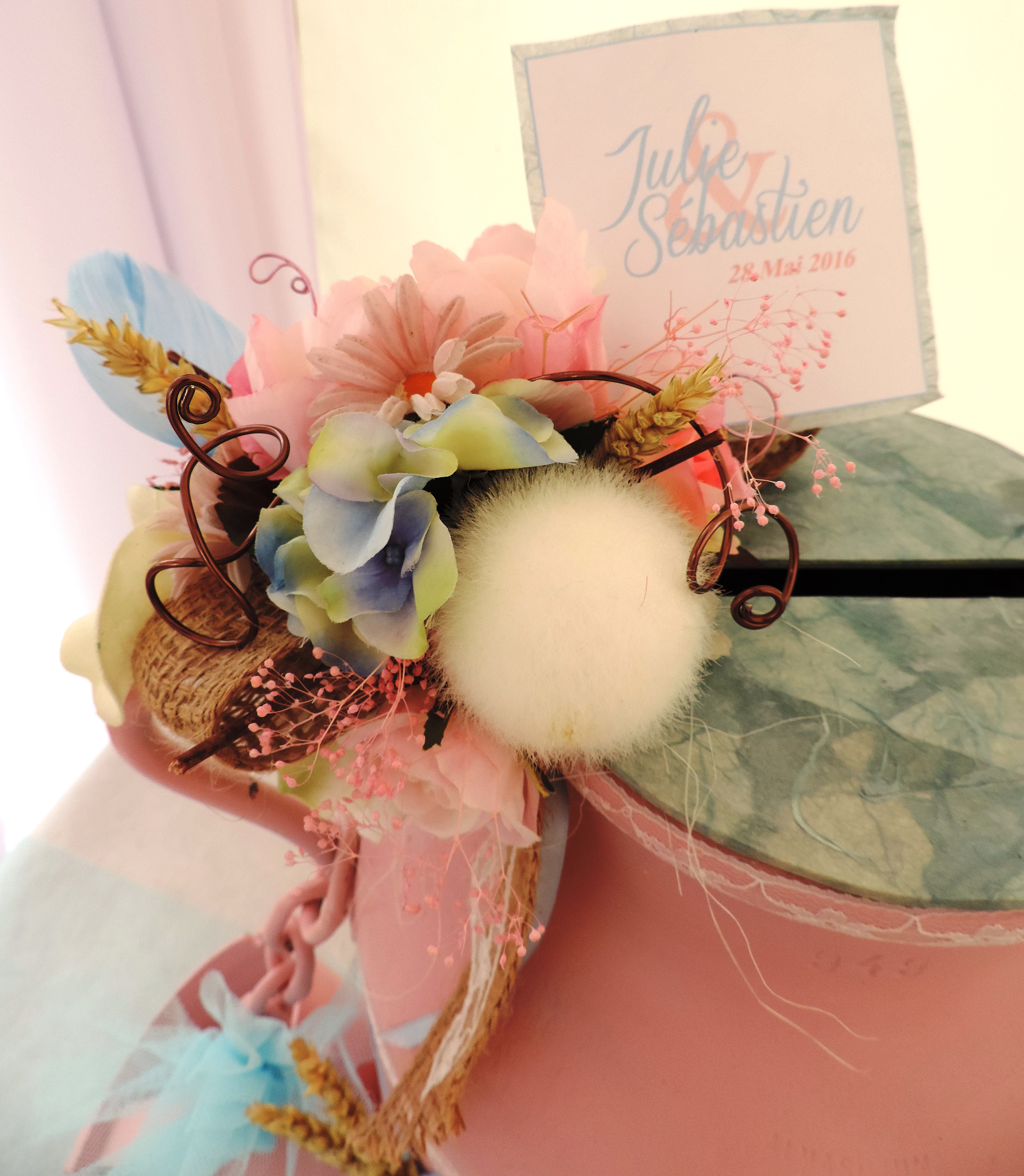 Bleu ciel, Rose pâle et Blanc
