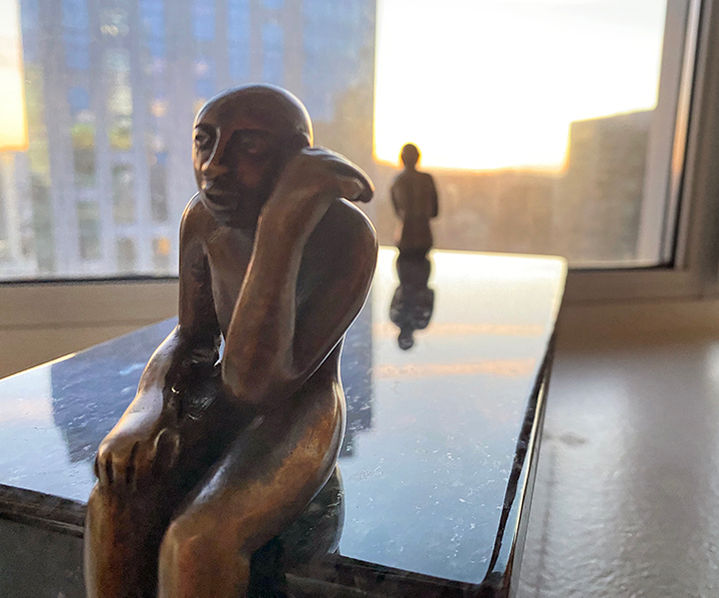 Sculpture, bronze figures
 on granite 