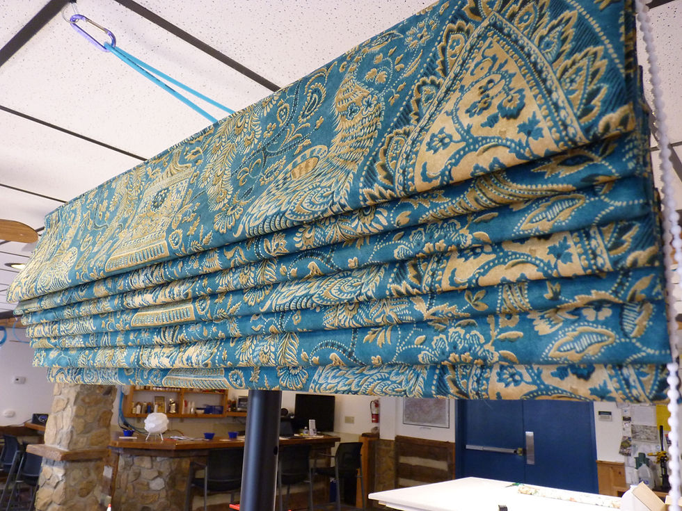Buckram fold blackout shade with interlining