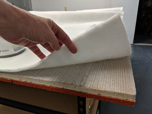 This photo shows the underlayment and padding