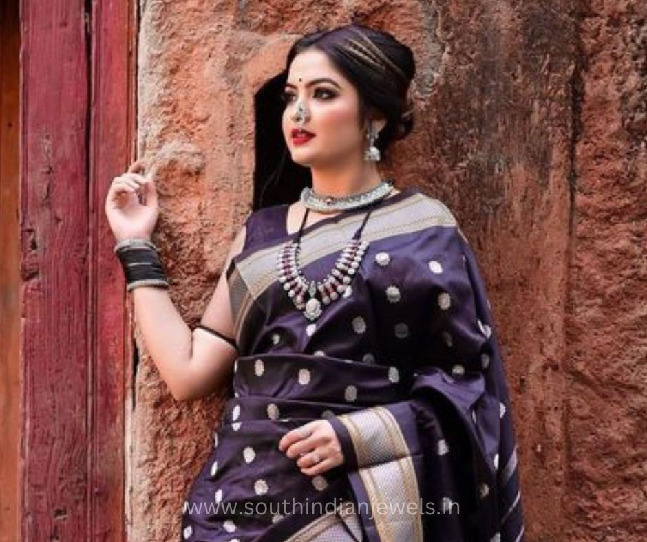 Marathi jewellery designs, maharashtrian jewellery designs, silver marathi jewellery, oxidised jewellery designs, kolhapuri necklace, kolhapuri silver jewellery, nath, south indian jewels