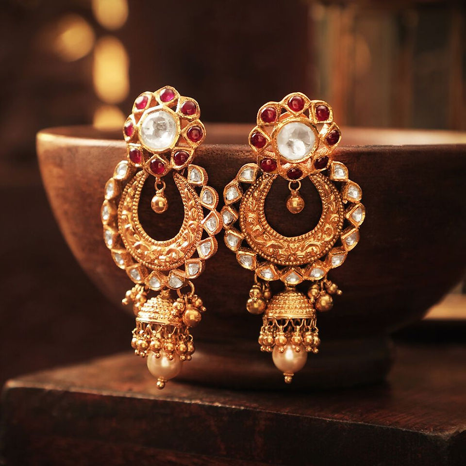 Bridal kundan jhumkas, bridal gold jhumka designs