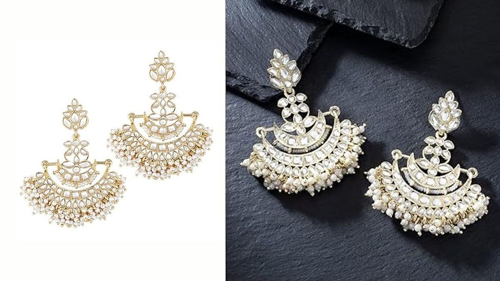 Fancy Chandbali Earrings, Traditional, chandbali jhumkas, ethnic chandbali, kundan chandbali, meenakari, maang tikka, latest chandbali earrings, south Indian jewels