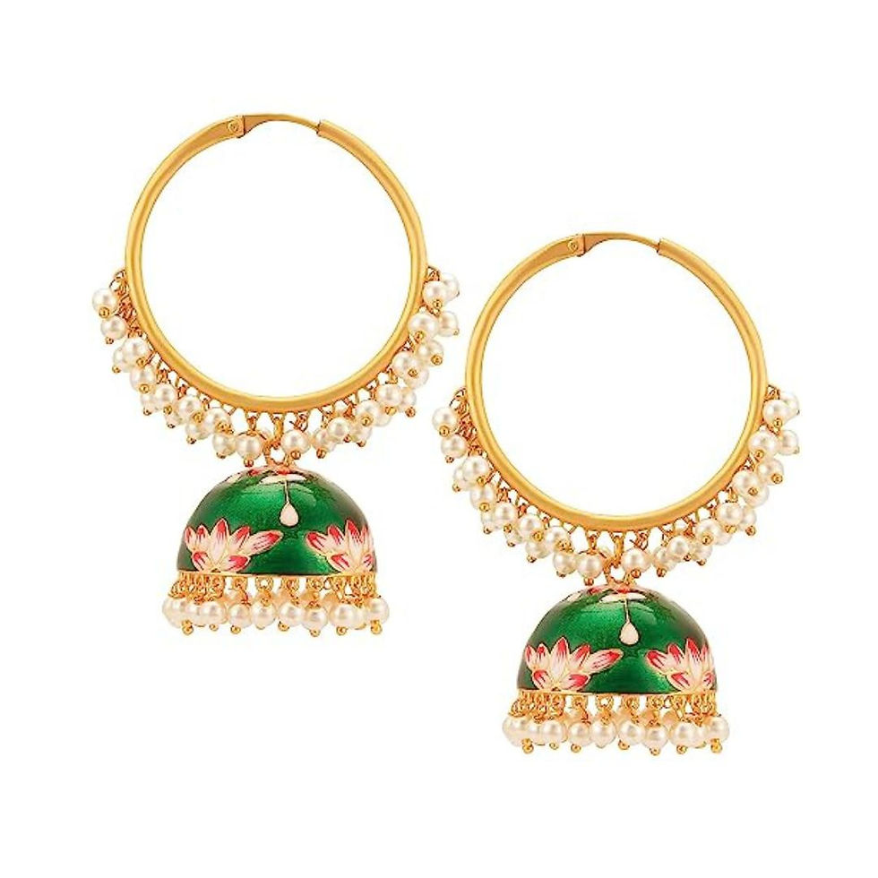hoop jhumkas, meenakari hoop jhumkas, hoop jhumka, south indian jewels