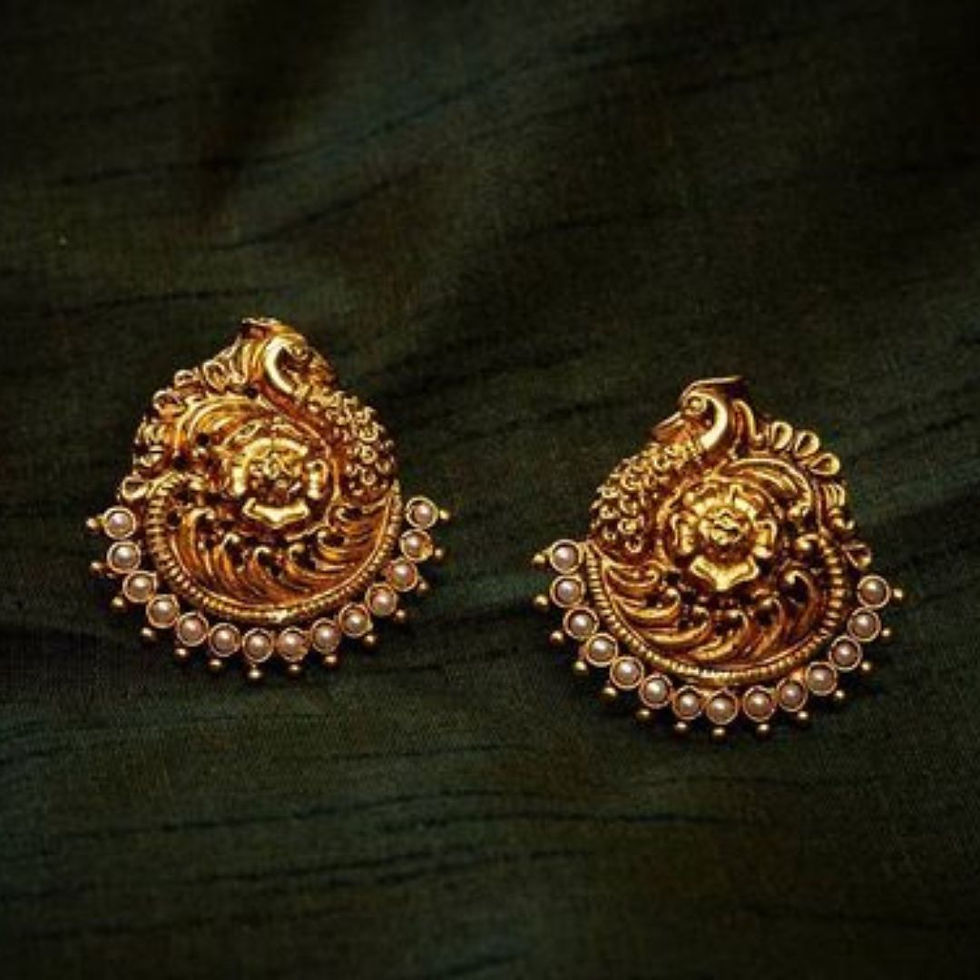 latest gold earrings, 22k gold earrings, lightweight gold earrings, daily wear gold earrings, modern gold earrings, gold jhumkas, south indian jewels