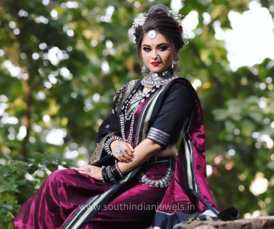 Marathi jewellery designs, maharashtrian jewellery designs, silver marathi jewellery, oxidised jewellery designs, kolhapuri necklace, kolhapuri silver jewellery, nath, south indian jewels