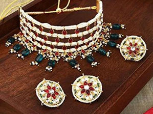 Kundan & Pearl Choker Necklace | South Indian Jewels