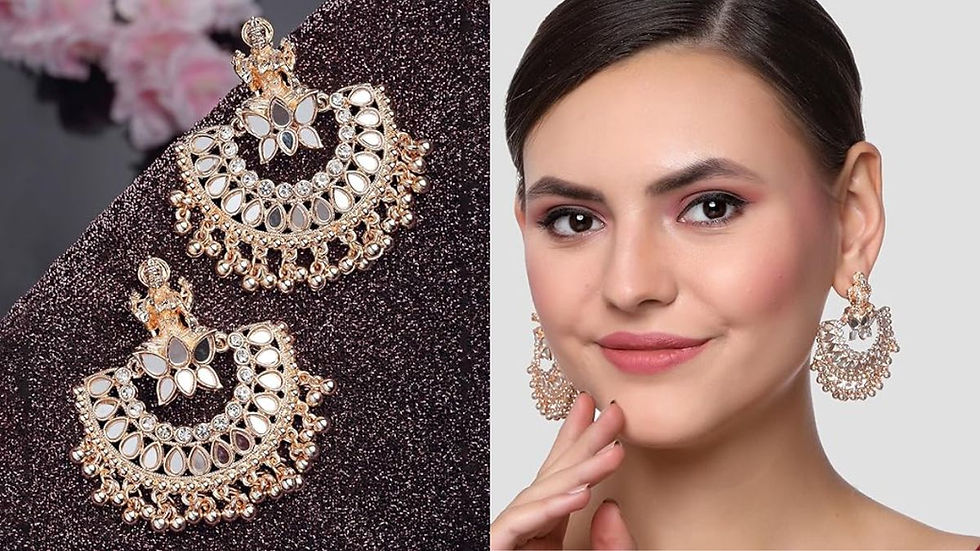 Fancy Chandbali Earrings, Traditional, chandbali jhumkas, ethnic chandbali, kundan chandbali, meenakari, maang tikka, latest chandbali earrings, south Indian jewels