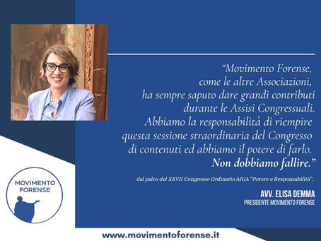 Elisa Demma, Presidente del Movimento Forense, interviene al Congresso Ordinario di Aiga Nazionale "
