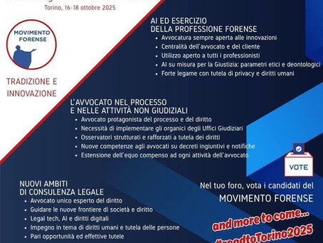 Elezioni dei Delegati al XXXVI Congresso Nazionale Forense | Torino, 16-18 ottobre 2025