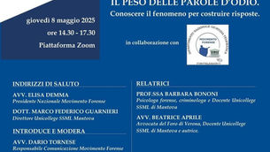 Webinar "ONLINE HATE SPEECH: IL PESO DELLE PAROLE D’ODIO. Conoscere il fenomeno per costruire risposte"