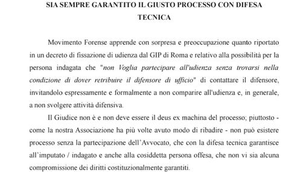 SIA SEMPRE GARANTITO IL GIUSTO PROCESSO CON LA DIFESA TECNICA