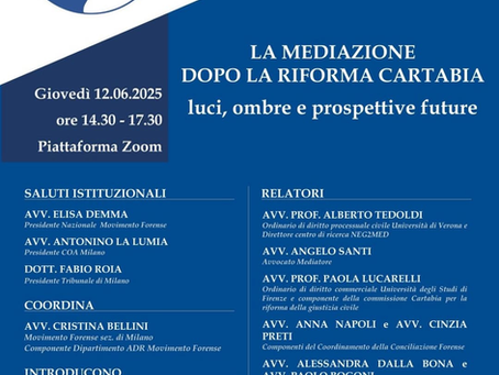 Webinar "La mediazione dopo la riforma Cartabia. Luci, ombre e prospettive future"