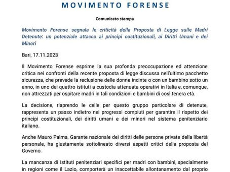 Criticità della Proposta di Legge sulle Madri Detenute