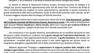 MOVIMENTO FORENSE SOSTIENE LA LISTA "FARE AVVOCATURA"