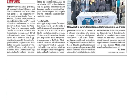 MF Pesaro, banchetto raccolta firme per il SÌ 