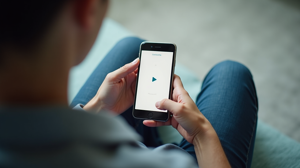 High angle view of a person using a smartphone to complete a survey