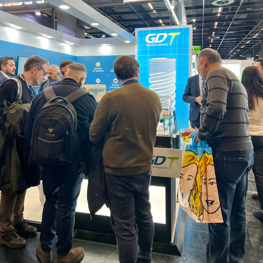 The GDT booth full of interested dentists who came to hear about the products - IDS Cologne 2025