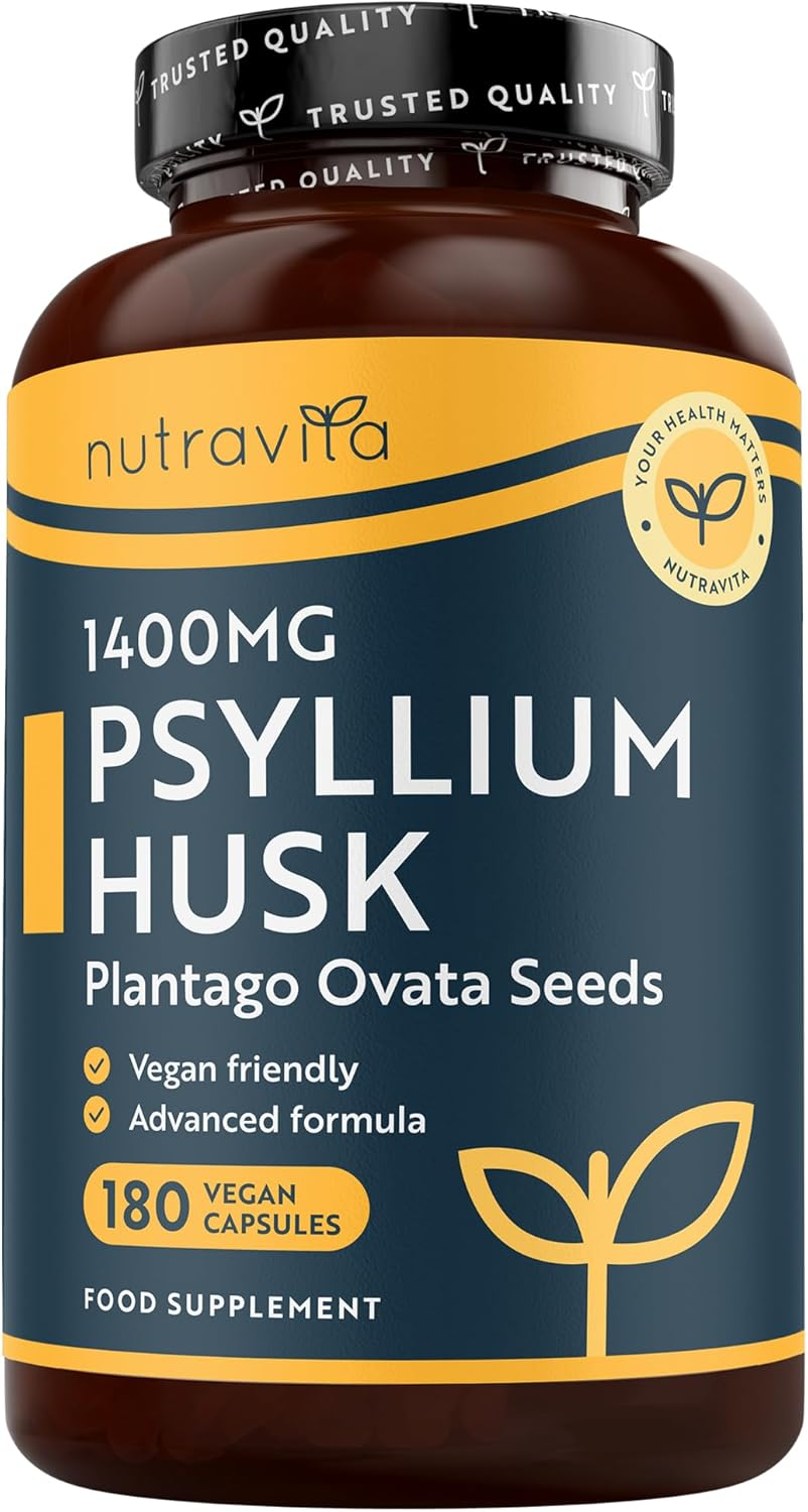 Nutravita Cáscara De Psyllium 700Mg - 180 Cápsulas Veganas – 1200Mg Psyllium Hus