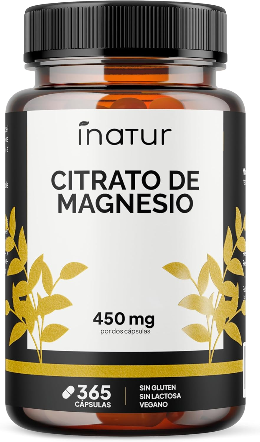 Citrato De Magnesio 365 Cápsulas Veganas | 450 Mg De Magnesio Puro Por 2 Cápsula