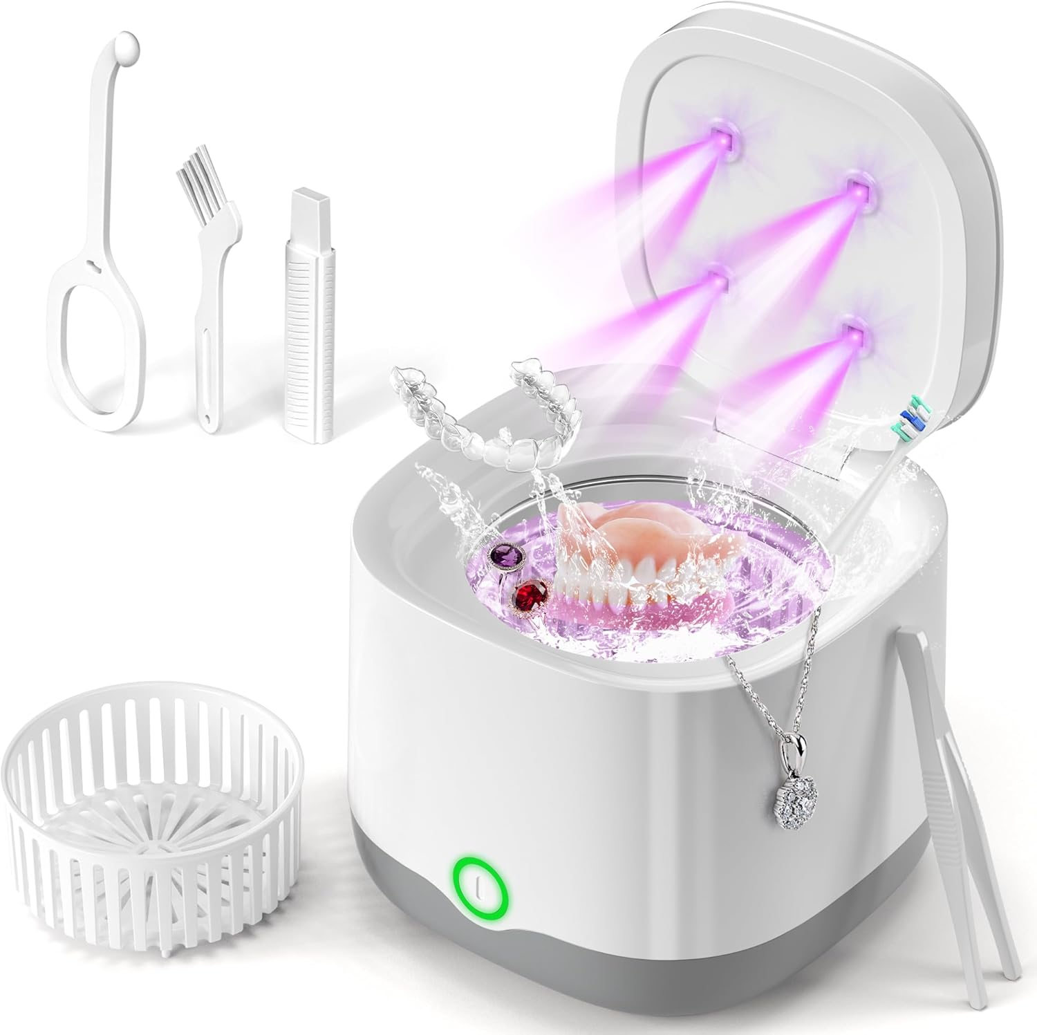 Limpiador Ultrasonidos Portátil 45000Hz Con Luz UV | 24W 200Ml | Para Prótesis D