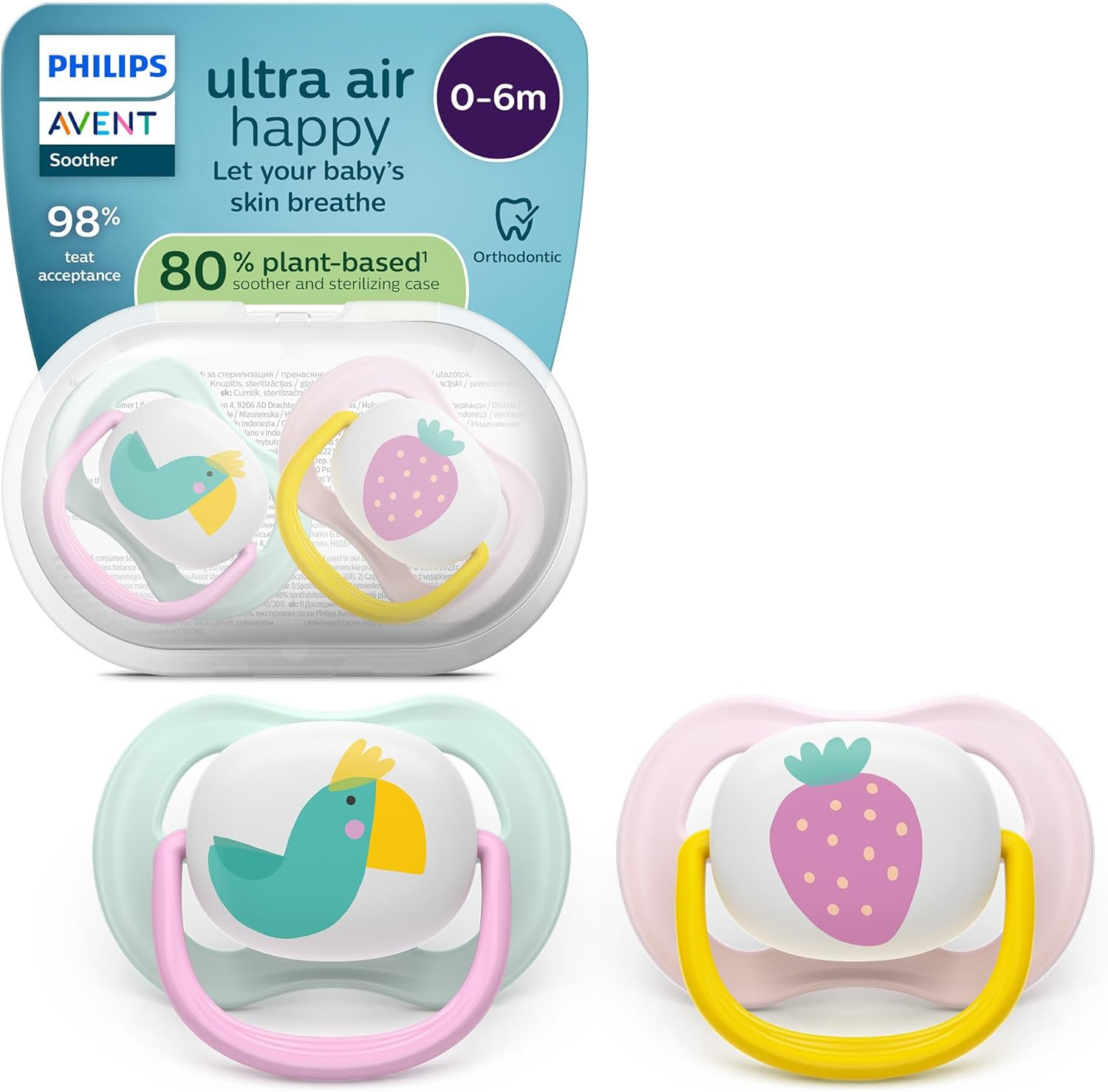 Philips  Chupetes Ultra Air: Diseño Anatómico, Para Bebés De 0 a 6 Meses, Tetina