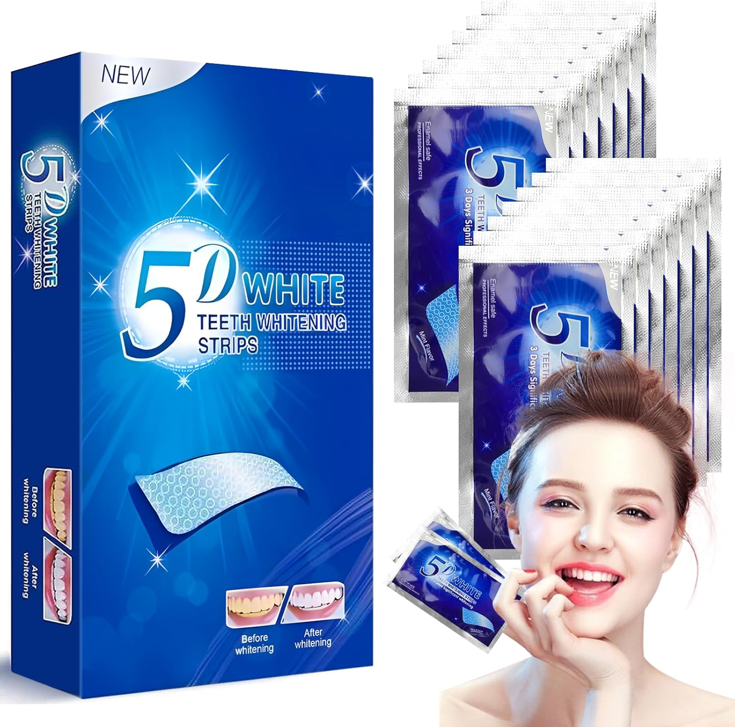 28 Piezas Tiras Blanqueadoras Dientes, Whitening Strips, Blanqueamiento Dental R
