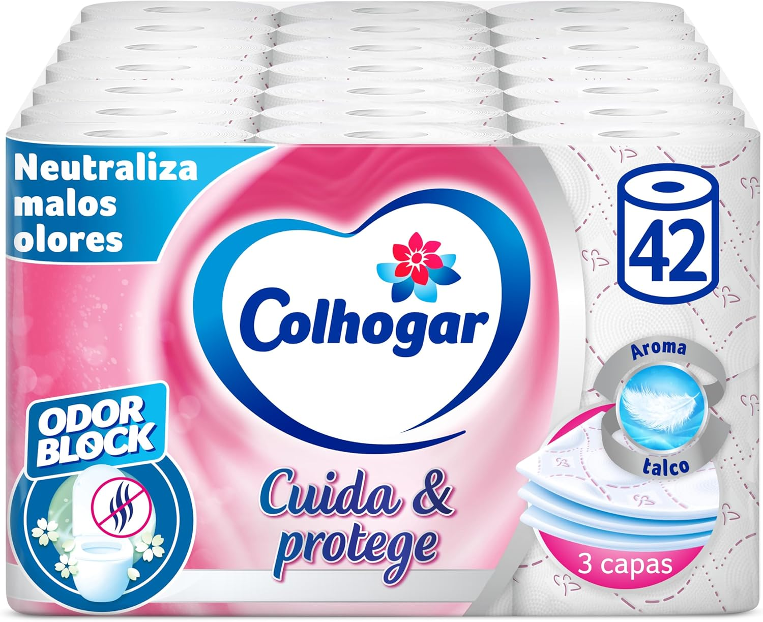 Colhogar Protect Cuida&Protege Odor Block 7X6 - Papel Higiénico Suave Y Resisten