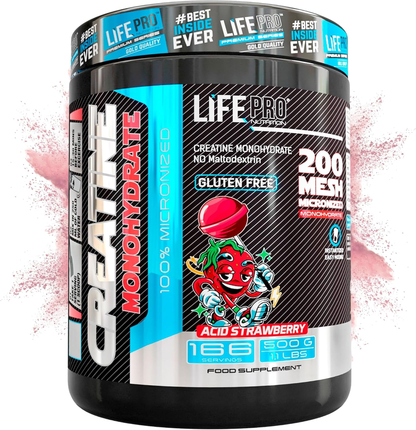 Life Pro Creatina Monohidratada 200 Mesh Micronizada 500G, Creatina Polvo Micron