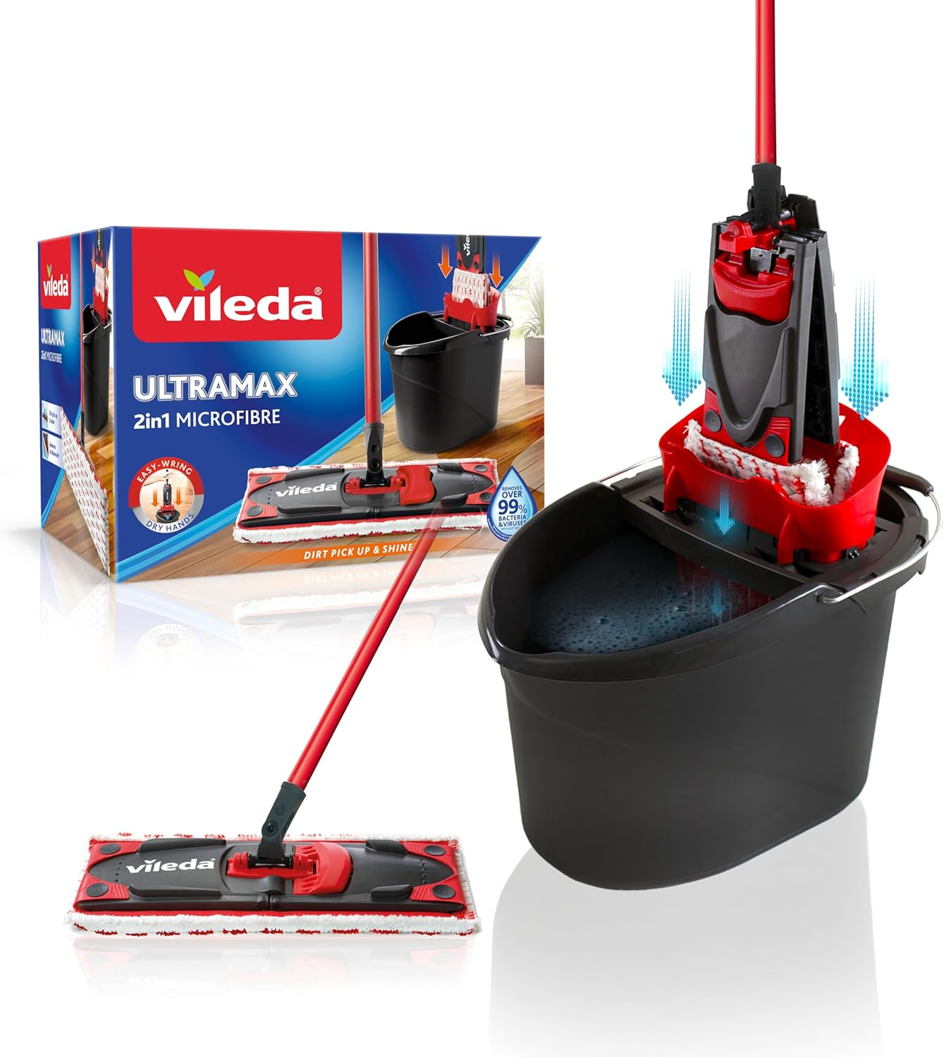 Vileda Ultramax - Mopa De Microfibras Para Fregar Y Cubo Con Escurridor