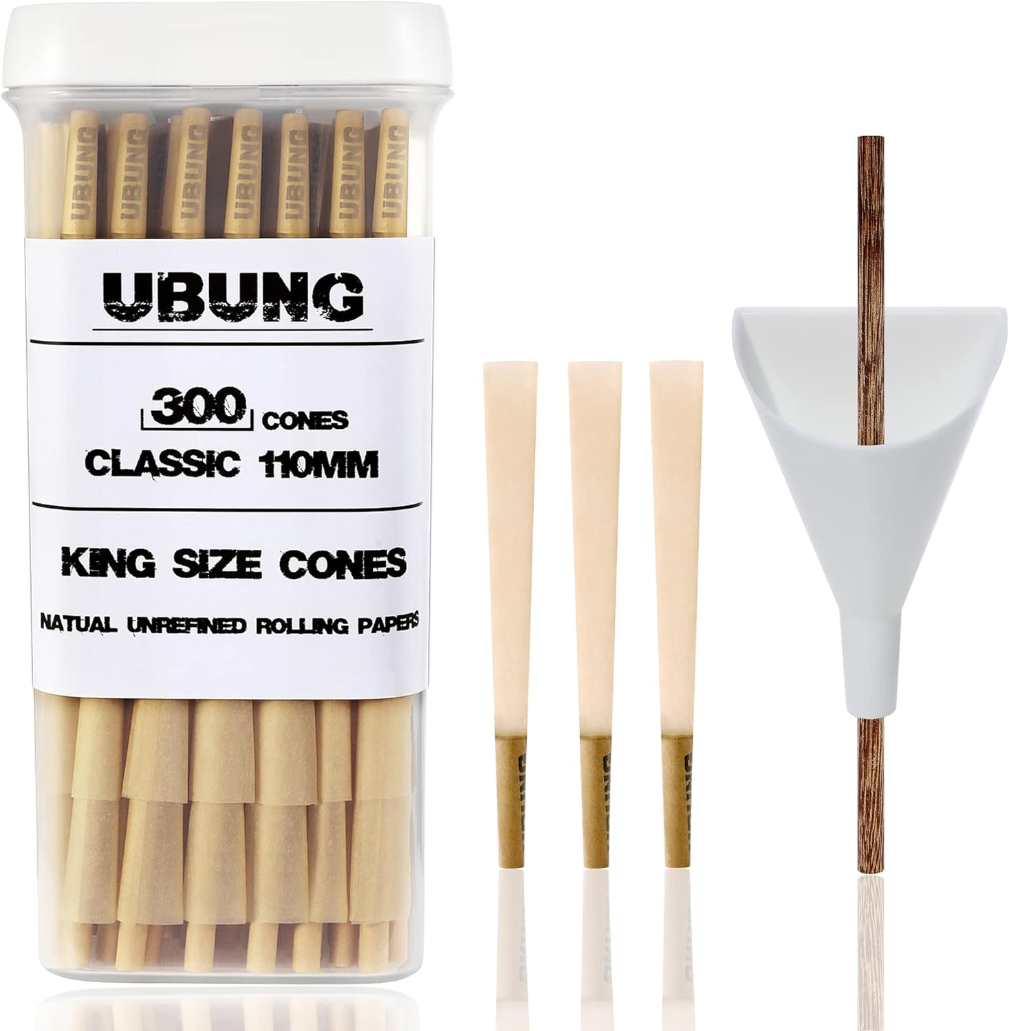 Brown Cones, 300 Pcs King Size Brown Pre Rolled Cones with Tips, Slow Type Rolli