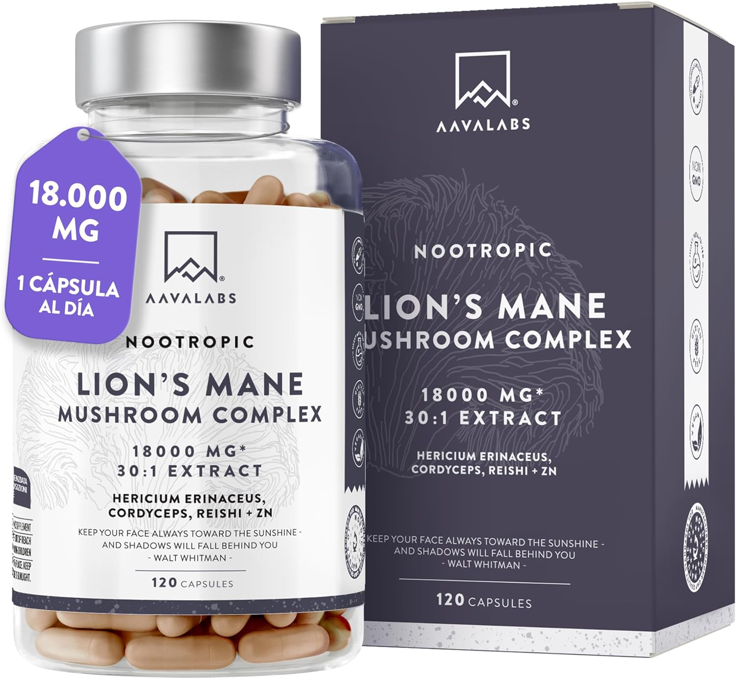 Melena De Leon 18,000Mg (30:1) + Zinc, Reishi & Cordyceps - Alta Potencia Lions