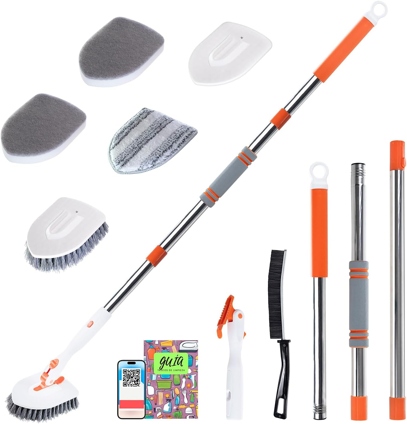 Cepillo De Limpieza Multifuncional 3 En 1 Telescopico Con Mango Para Ducha Baño