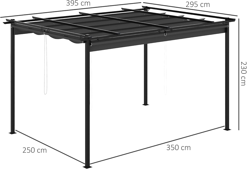Miniatura: Outsunny Pérgola De Jardín 4X3 M Cenador Para Exterior Con Techo Retráctil 4 Cor