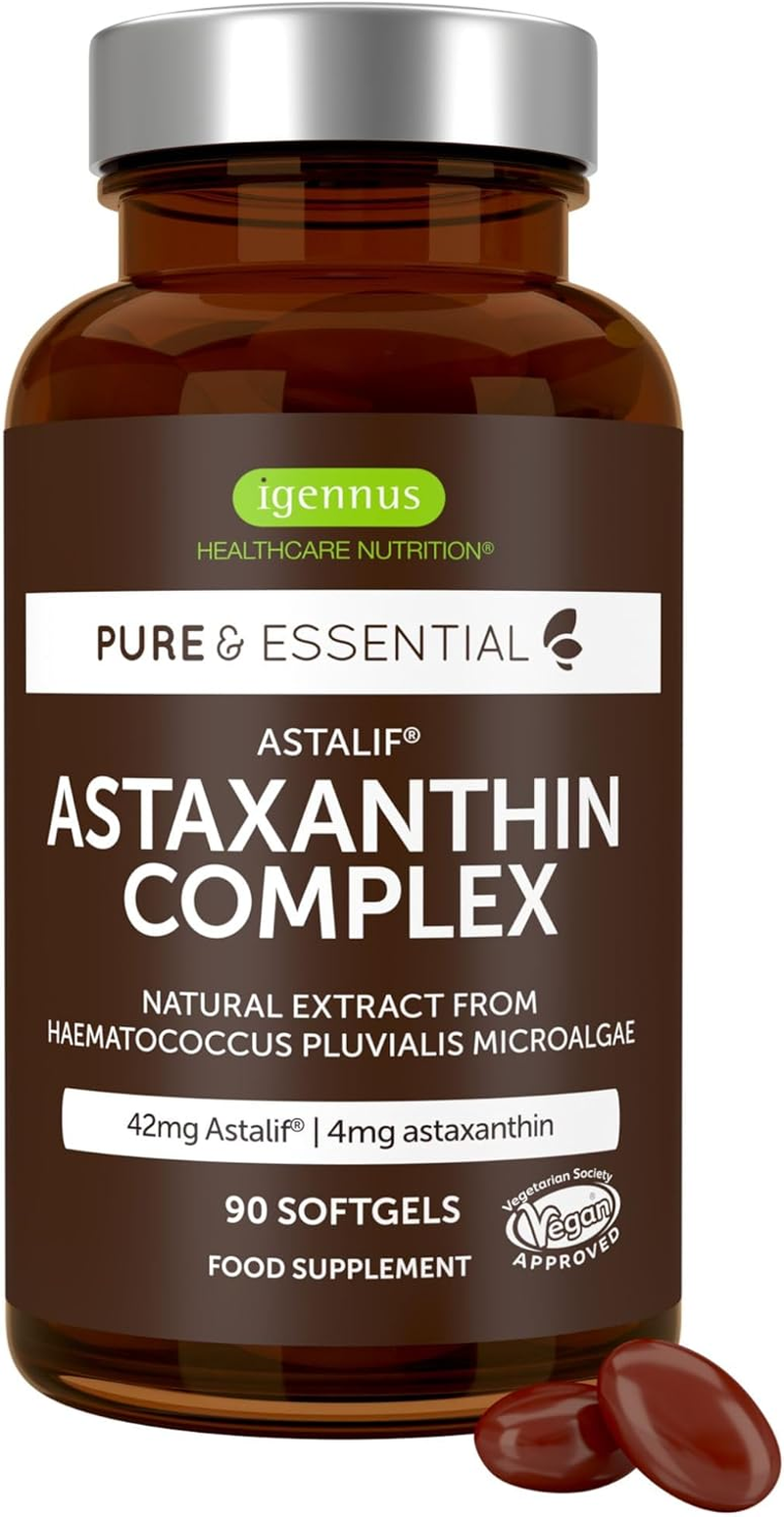 Astaxantina Natural, 42 Mg, Potente Antioxidante, 90 Cápsulas Veganas Aportan 4M