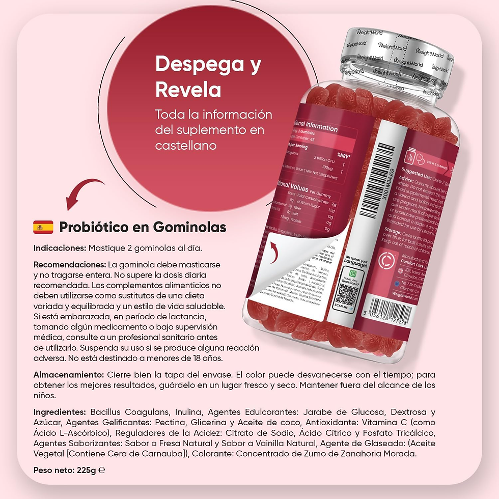Miniatura: Probióticos Intestinales En Gominolas, 90 Unidades Sabor Natural a Fresa Y Vaini
